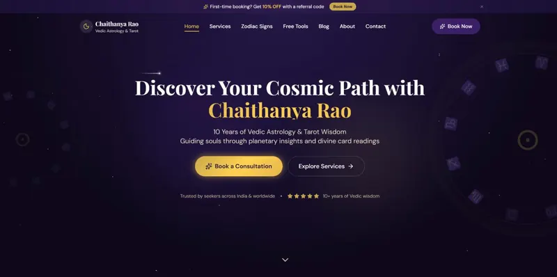 Chaithanya Rao website home page