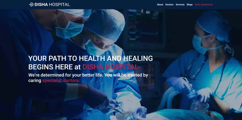 Disha Hospital website home page