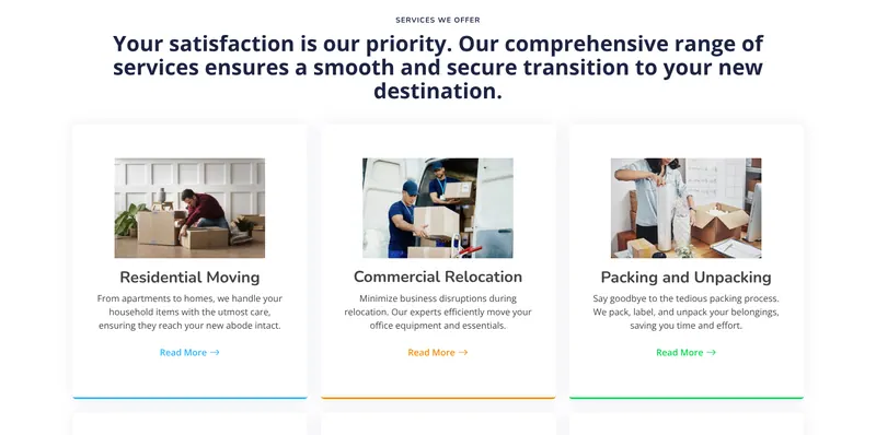 Manvitha Packers and Movers website home page