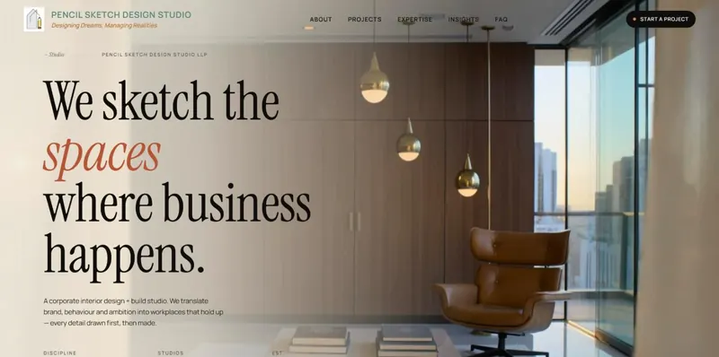 Pencil Sketch Design Studio website home page