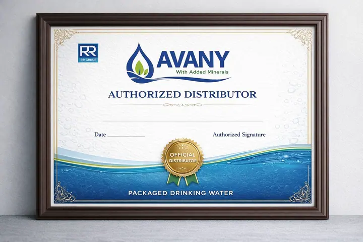 AVANY Packaged Drinking Water: Authorised-distributor certificate