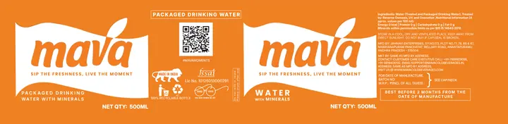 MAVA Cold Beverages: Bottle label