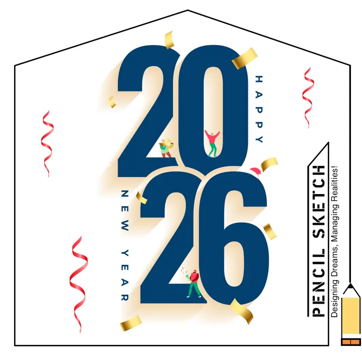 Pencil Sketch Design Studio: New Year 2026