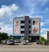 Sri Sai Narayana Hospital: The hospital building with its facade graphics, Challakere Main Road, Chitradurga