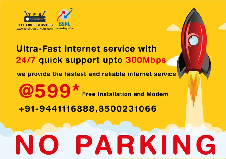 Tele Fiber Services: No-parking board that sells broadband